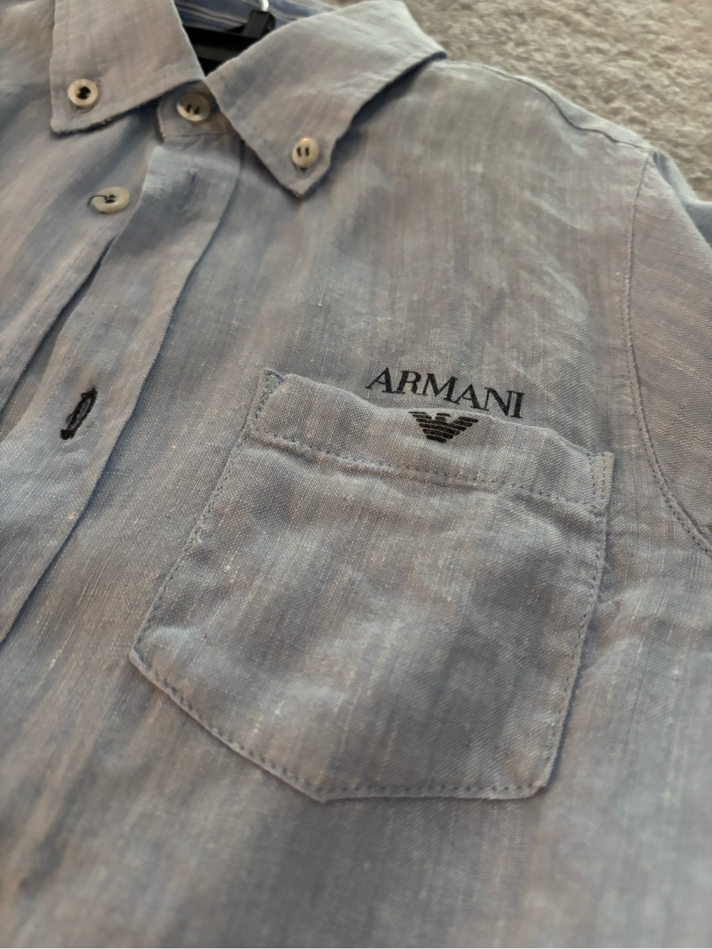 Armani Junior Light Blue Button-Down Shirt Jacket